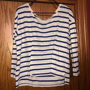 Blue and white striped shirt, 3/4 sleeve